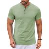 COOFANDY Mens Henley Shirts Short Sleeve Casual Stylish Tshirt Lightweight Summer Basic Tee Tops(Green)