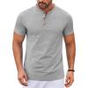 COOFANDY Mens Henley Shirts Short Sleeve Casual Stylish Tshirt Lightweight Summer Basic Tee Tops(Grey)