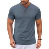COOFANDY Mens Henley Shirts Short Sleeve Casual Stylish Tshirt Lightweight Summer Basic Tee Tops(Midnight Blue)