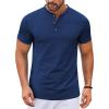 COOFANDY Mens Henley Shirts Short Sleeve Casual Stylish Tshirt Lightweight Summer Basic Tee Tops(Navy Blue)
