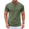 COOFANDY Mens Henley Shirts Short Sleeve Casual Stylish Tshirt Lightweight Summer Basic Tee Tops(Olive Green)
