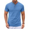 COOFANDY Mens Henley Shirts Short Sleeve Casual Stylish Tshirt Lightweight Summer Basic Tee Tops(Sky Blue)