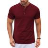 COOFANDY Mens Henley Shirts Short Sleeve Casual Stylish Tshirt Lightweight Summer Basic Tee Tops(Wine Red)