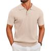 COOFANDY Men’s Knit Polo Shirts Short Sleeve Ribbed Knitted Shirt Summer Lightweight Casual Golf Shirts(Beige)