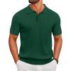 COOFANDY Men’s Knit Polo Shirts Short Sleeve Ribbed Knitted Shirt Summer Lightweight Casual Golf Shirts(Deep Green)