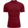 COOFANDY Men’s Mock Turtleneck Short Sleeve Casual Stretch Sweater(Wine Red)