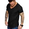 COOFANDY Men’s Muscle T Shirts Stretch Short Sleeve V Neck Bodybuilding Workout Tee Shirts Ribbed Knit Shirt(Black)