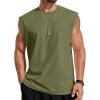 COOFANDY Mens Sleeveless Shirts 100% Cotton Workout Tank Tops Cut Off Shirts Gym Muscle Loose Fit Tee(Army Green)