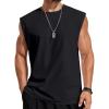 COOFANDY Mens Sleeveless Shirts 100% Cotton Workout Tank Tops Cut Off Shirts Gym Muscle Loose Fit Tee(Black)