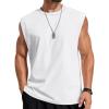 COOFANDY Mens Sleeveless Shirts 100% Cotton Workout Tank Tops Cut Off Shirts Gym Muscle Loose Fit Tee(Pearl White)