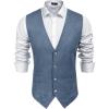 COOFANDY Men’s Suede Leather Vest Cowboy Western Waistcoat Casual Slim Fit Suit Vest(Navy Blue)