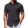 COOFANDY Mens Wrinkle Free Shirts 2026 Short Sleeve Casual Button Down Summer Dress Shirts(Deep Gray)