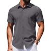 COOFANDY Mens Wrinkle Free Shirts 2026 Short Sleeve Casual Button Down Summer Dress Shirts(Medium Gray)