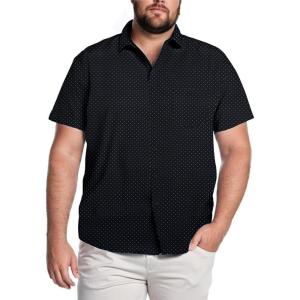 COOFANDY Big & Tall Shirts for Men Short Sleeve Button Down Casual Dress Shirts(Black-polka Dots)
