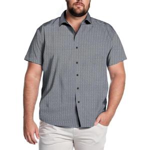 COOFANDY Big & Tall Shirts for Men Short Sleeve Button Down Casual Dress Shirts(Grey Black-square)