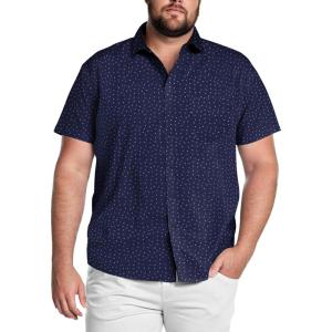 COOFANDY Big & Tall Shirts for Men Short Sleeve Button Down Casual Dress Shirts(Navy – Anchor Pattern)