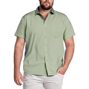 COOFANDY Big & Tall Shirts for Men Short Sleeve Button Down Casual Dress Shirts(Sage Green)