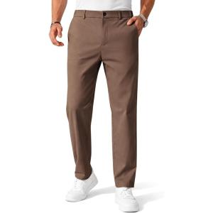 COOFANDY Mens Chino Pants Casual Business Dress Pants Stretch Golf Trousers with Pockets(Brown)