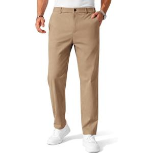 COOFANDY Mens Chino Pants Casual Business Dress Pants Stretch Golf Trousers with Pockets(Khaki)