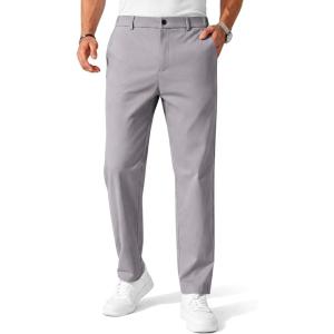 COOFANDY Mens Chino Pants Casual Business Dress Pants Stretch Golf Trousers with Pockets(Light Gray)