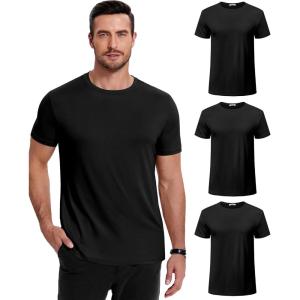 COOFANDY Men’s Short Sleeve T-Shirts Crew Neck Casual Summer T Shirts 1-3 Pack Basic Tee Shirt(C- Black 3 Pack)