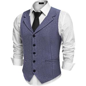COOFANDY Men’s Suit Vests Slim Fit Waistcoat Notch Lapel Casual Formal Vest(Dark Purple)
