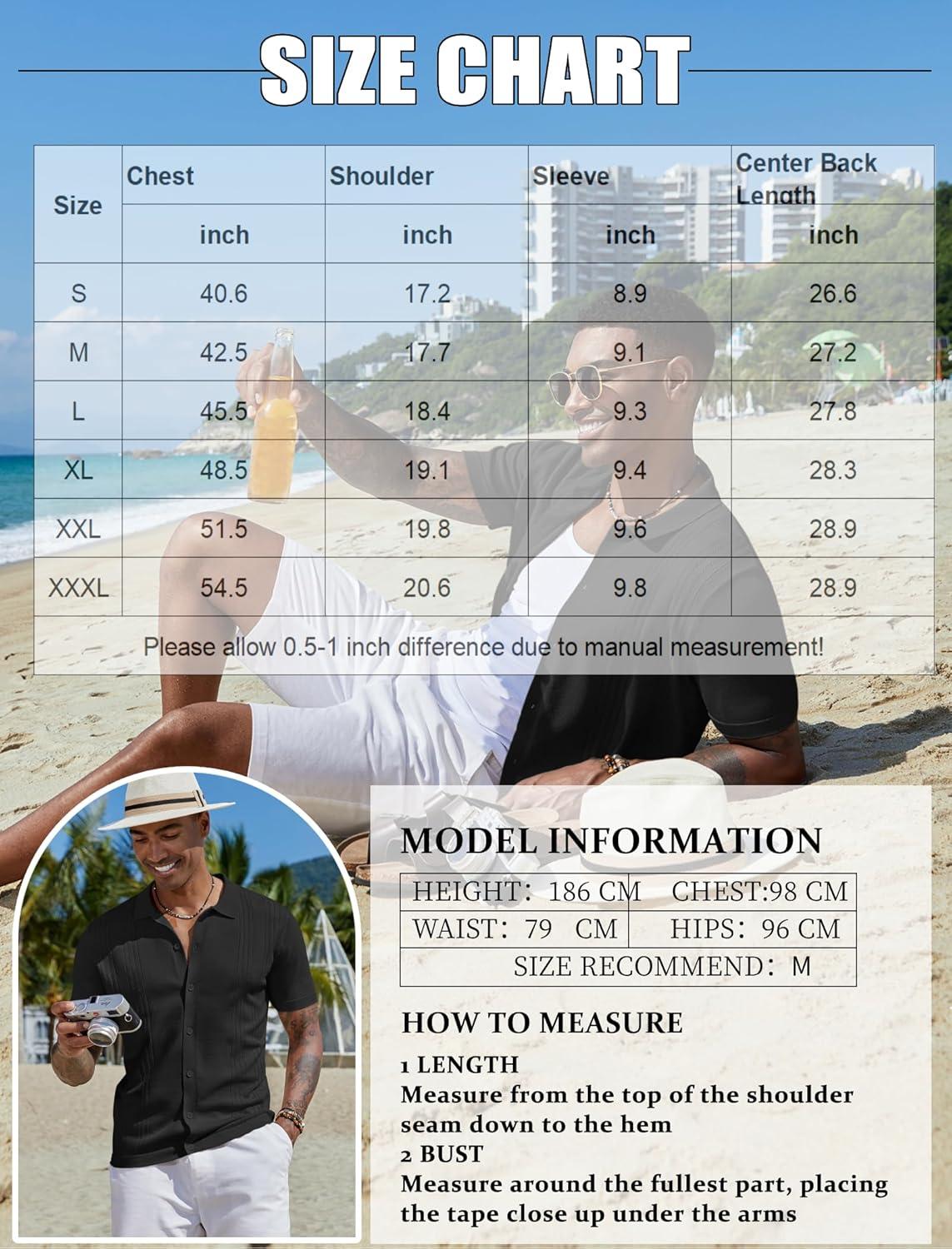 imageCOOFANDY Men Casual Button Down Shirts Short Sleeve Summer Beach Shirt Fashion Camp TopsBlack