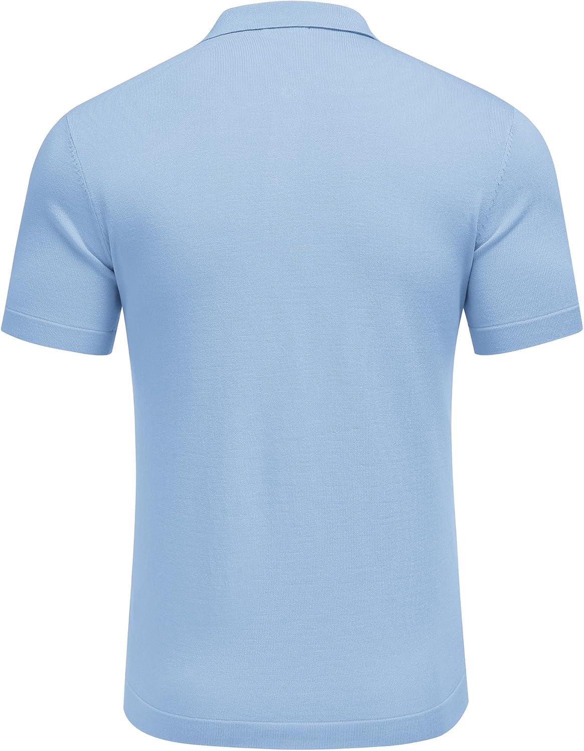 imageCOOFANDY Men Casual Button Down Shirts Short Sleeve Summer Beach Shirt Fashion Camp TopsLight Blue