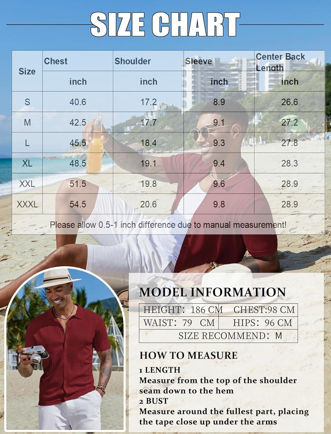 imageCOOFANDY Men Casual Button Down Shirts Short Sleeve Summer Beach Shirt Fashion Camp TopsWine Red