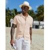 COOFANDY Men Casual Button Down Shirts Short Sleeve Summer Beach Shirt Fashion Camp Tops(Apricot)