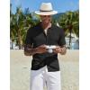 COOFANDY Men Casual Button Down Shirts Short Sleeve Summer Beach Shirt Fashion Camp Tops(Black)