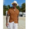 COOFANDY Men Casual Button Down Shirts Short Sleeve Summer Beach Shirt Fashion Camp Tops(Caramel)