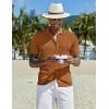 COOFANDY Men Casual Button Down Shirts Short Sleeve Summer Beach Shirt Fashion Camp Tops(Caramel)