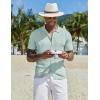 COOFANDY Men Casual Button Down Shirts Short Sleeve Summer Beach Shirt Fashion Camp Tops(Green)