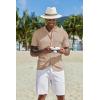 COOFANDY Men Casual Button Down Shirts Short Sleeve Summer Beach Shirt Fashion Camp Tops(Khaki)