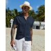 COOFANDY Men Casual Button Down Shirts Short Sleeve Summer Beach Shirt Fashion Camp Tops(Navy Blue)