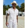 COOFANDY Men Casual Button Down Shirts Short Sleeve Summer Beach Shirt Fashion Camp Tops(White)