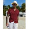COOFANDY Men Casual Button Down Shirts Short Sleeve Summer Beach Shirt Fashion Camp Tops(Wine Red)