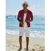 COOFANDY Men Casual Button Down Shirts Short Sleeve Summer Beach Shirt Fashion Camp Tops(Wine Red)