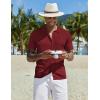 COOFANDY Men Casual Button Down Shirts Short Sleeve Summer Beach Shirt Fashion Camp Tops(Wine Red)