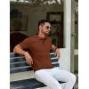 COOFANDY Mens Knit Polo Shirts Short Sleeve Casual Textured Polo T Shirt Summer Ribbed Collared Golf Shirts(Caramel)