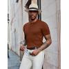 COOFANDY Mens Knit Polo Shirts Short Sleeve Casual Textured Polo T Shirt Summer Ribbed Collared Golf Shirts(Caramel)