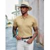 COOFANDY Mens Knit Polo Shirts Short Sleeve Casual Textured Polo T Shirt Summer Ribbed Collared Golf Shirts(Khaki)