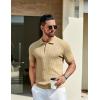 COOFANDY Mens Knit Polo Shirts Short Sleeve Casual Textured Polo T Shirt Summer Ribbed Collared Golf Shirts(Khaki)