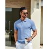 COOFANDY Mens Knit Polo Shirts Short Sleeve Casual Textured Polo T Shirt Summer Ribbed Collared Golf Shirts(Light Blue)