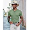 COOFANDY Mens Knit Polo Shirts Short Sleeve Casual Textured Polo T Shirt Summer Ribbed Collared Golf Shirts(Light Green)