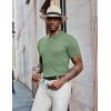 COOFANDY Mens Knit Polo Shirts Short Sleeve Casual Textured Polo T Shirt Summer Ribbed Collared Golf Shirts(Light Green)