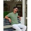 COOFANDY Mens Knit Polo Shirts Short Sleeve Casual Textured Polo T Shirt Summer Ribbed Collared Golf Shirts(Light Green)