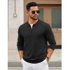 COOFANDY Mens Quarter Zip Polo Sweater Long Sleeve Knit Polo Shirts Casual Lightweight Dress Pullover(Black)