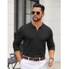 COOFANDY Mens Quarter Zip Polo Sweater Long Sleeve Knit Polo Shirts Casual Lightweight Dress Pullover(Black)